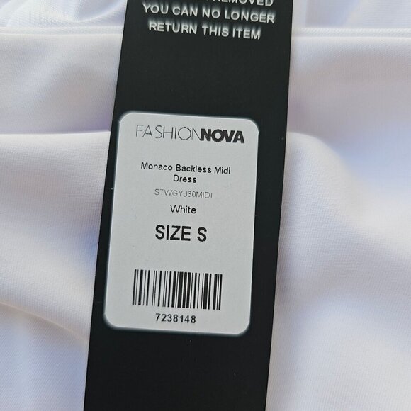 Fashion Nova Monaco Backless Midi Dress Size S White Bodycon Long Sleeve NWT - Picture 12 of 13